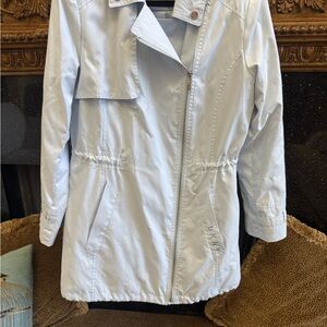 DKNY Light Blue Trench Coat with Zip Front